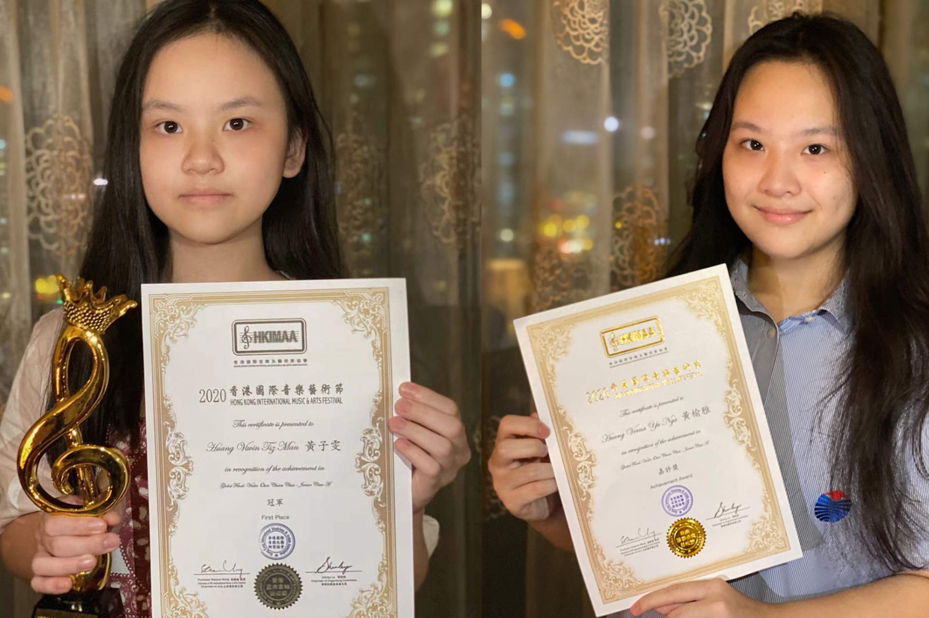 YCIS Enthusiastic Violinist Sisters Awarded in Music Competitions